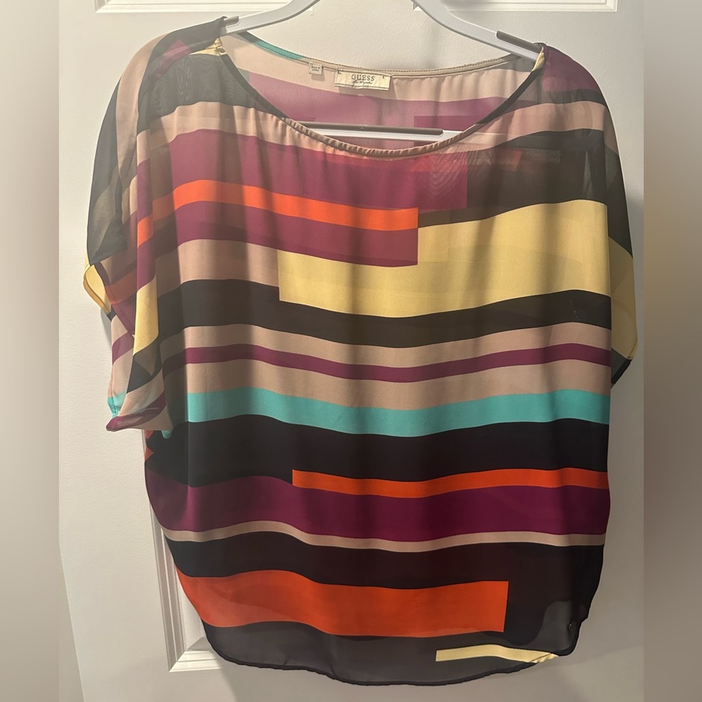 Guess flowy multi color top.  L